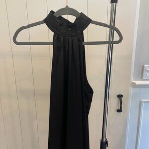 Black Aqua high neck silk top